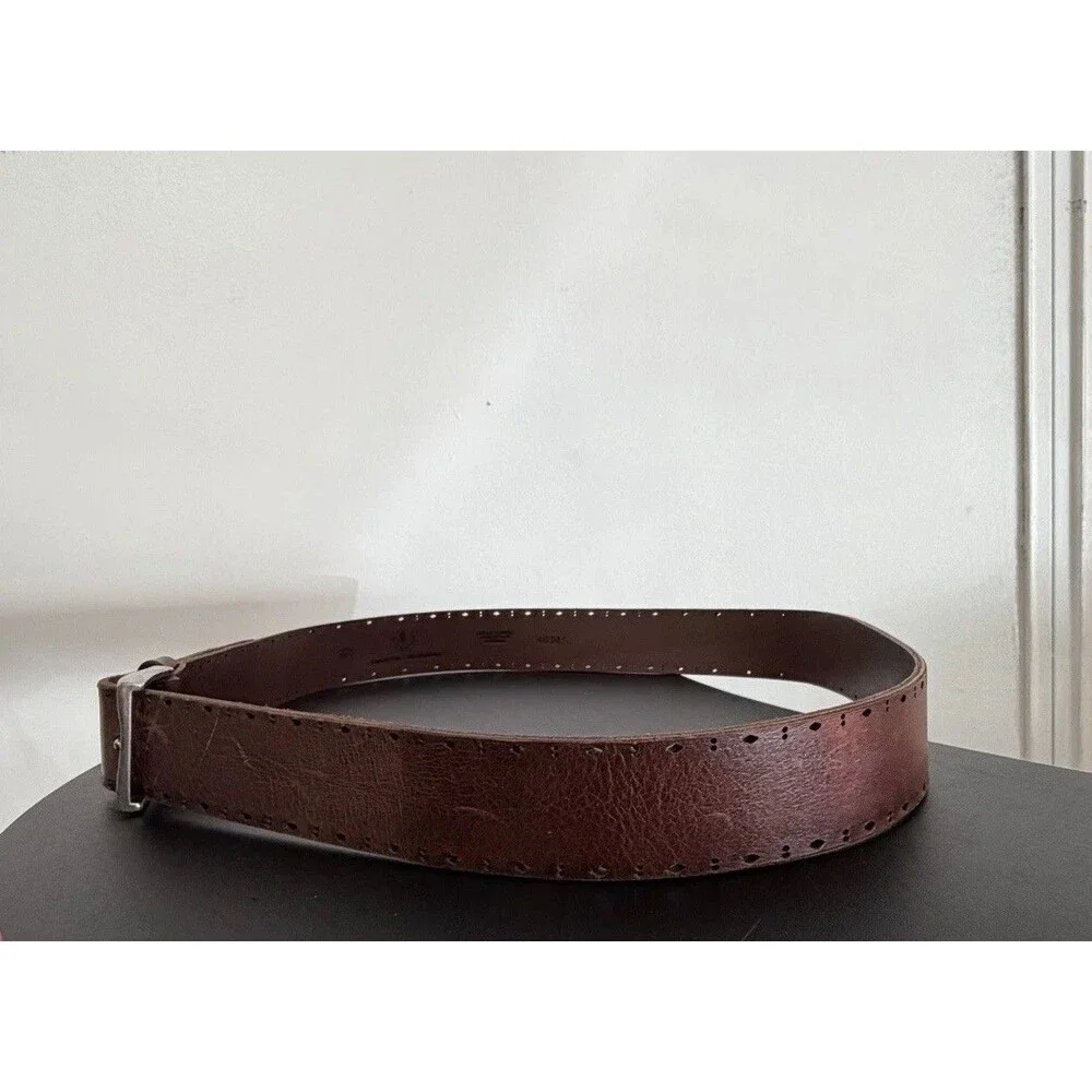 Martin Dingman Brown Leather Belt Made in Italy Men’s 42 Distressed Western